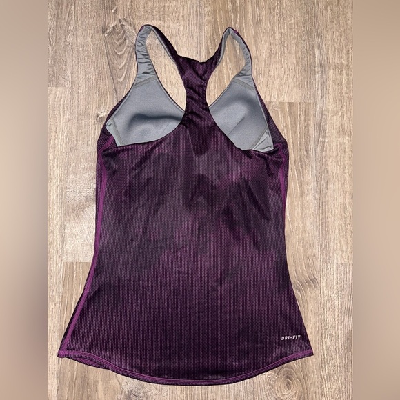 Nike Dri Fit Purple Racerback Tank with Built in Bra XS - Picture 2 of 3